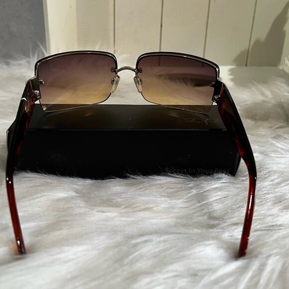 NEW Fantas-Eyes Y2K Rimless Square Oversized Tortoise Gradient Sunglasses NWOT - Picture 9 of 16